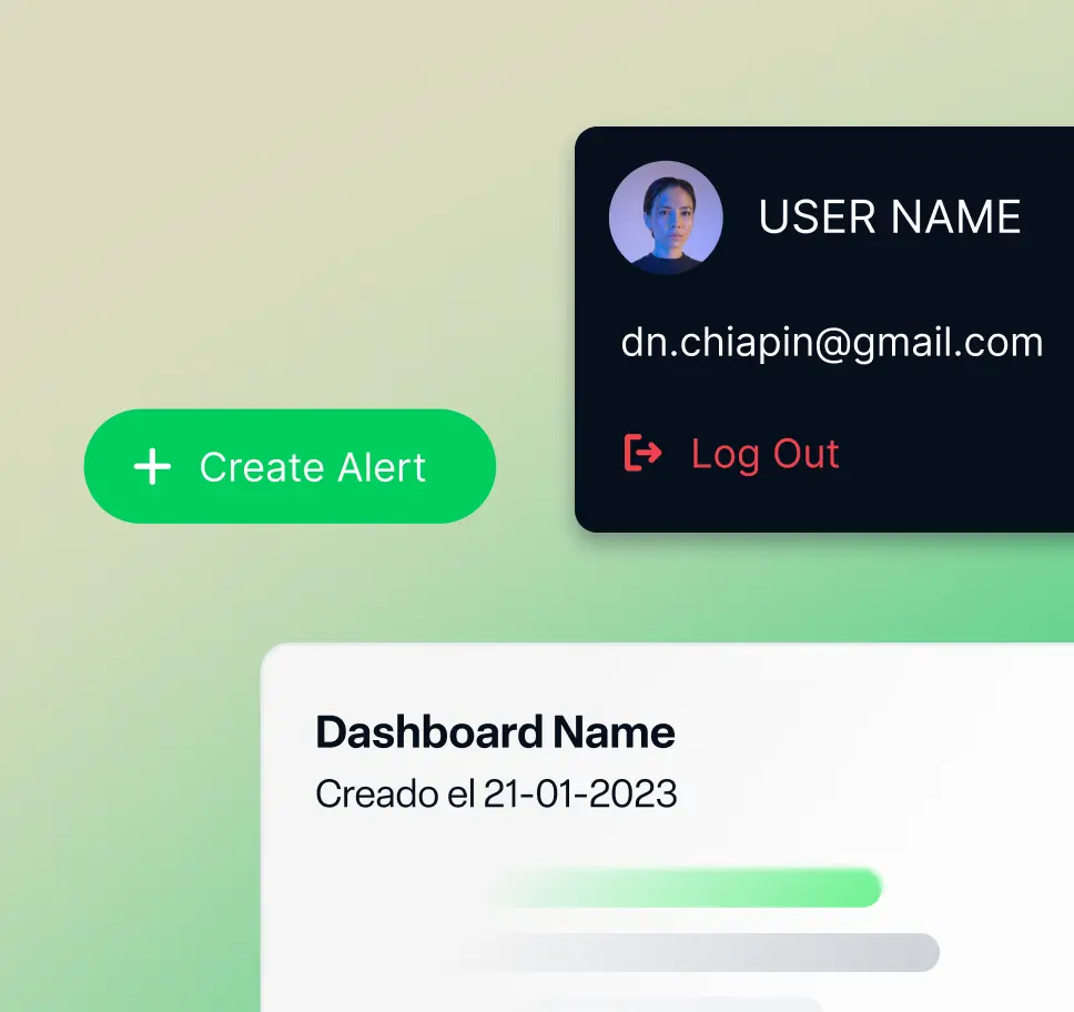 User dashboard alerts interface light background