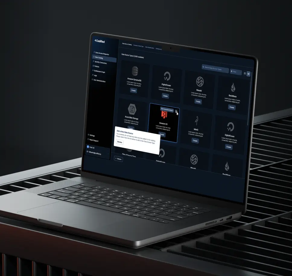 Enterprise data catalog management interface codified
