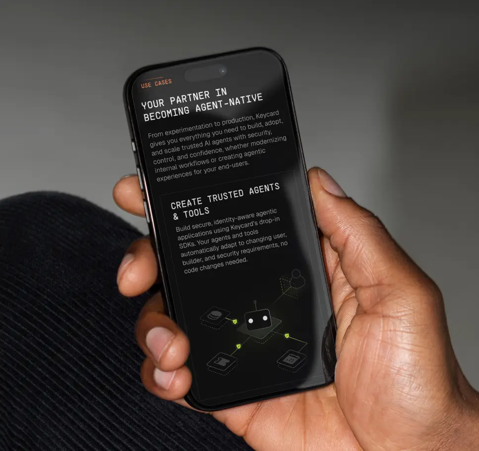 Keycard mobile agent native product page hand