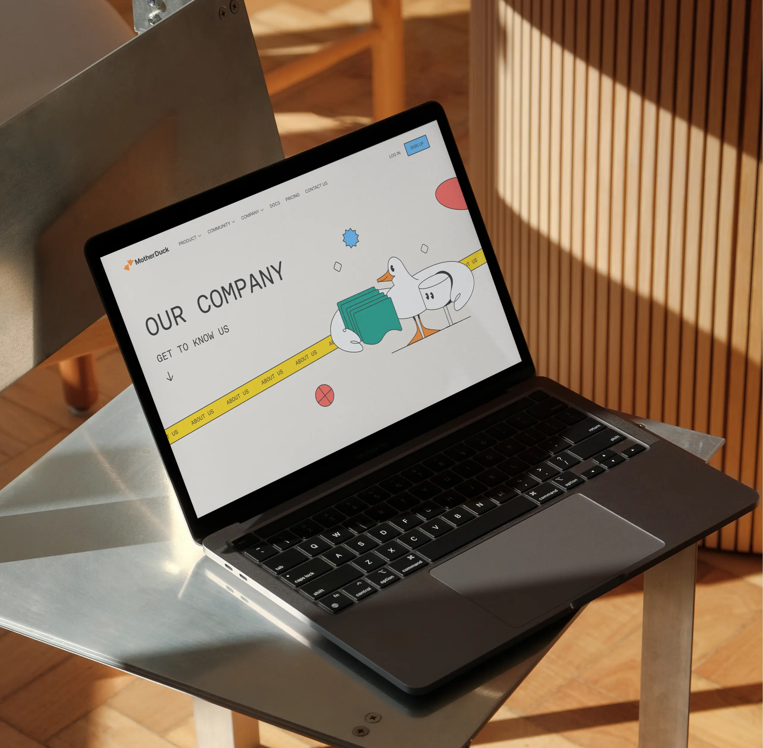 Motherduck laptop saas landing page our company illustration