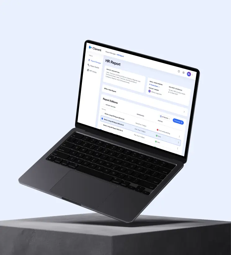 Product hr report management interface
