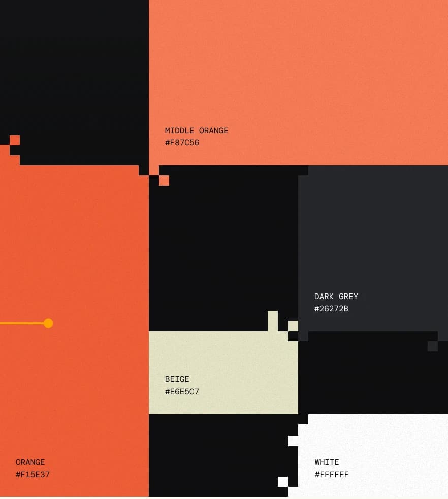 VU Security color palette: orange, middle orange, dark grey, beige and white