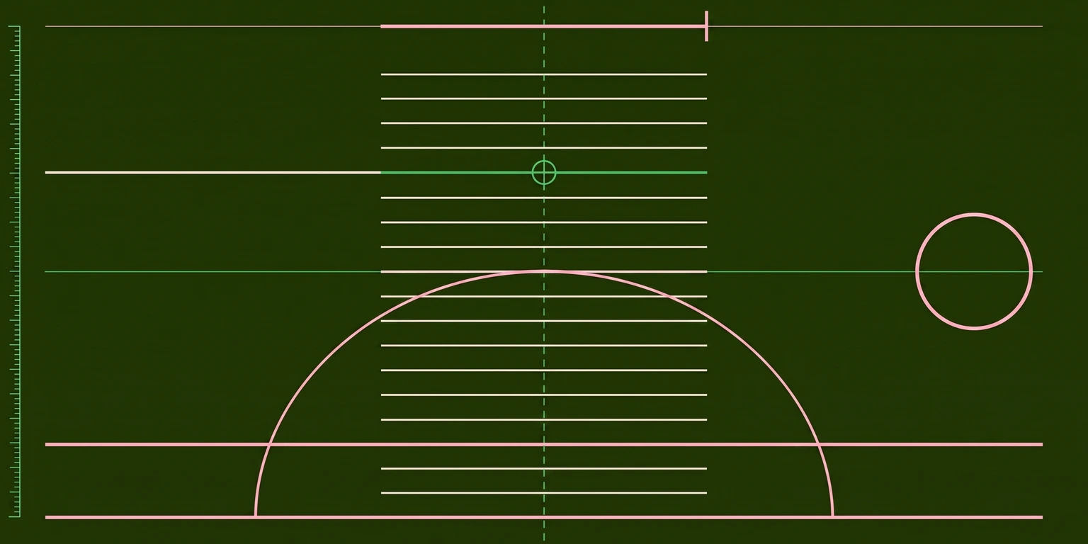 Dark blueprint illustration of horizontal text lines with a circular marker