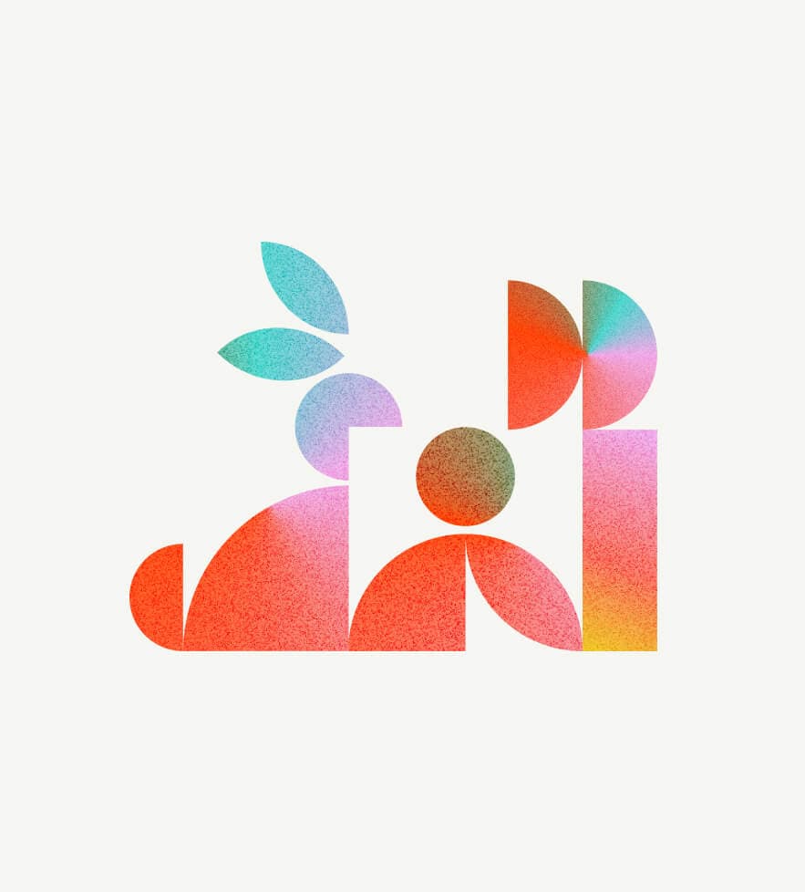 CodeRabbit illustration geometric teamwork colorful