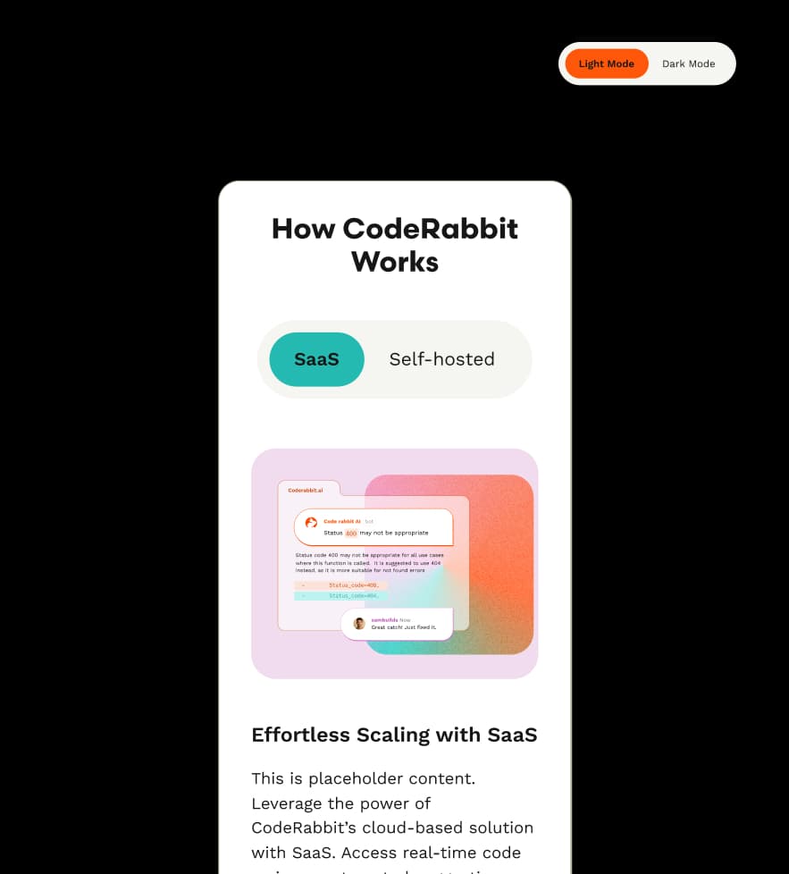 CodeRabbit saas selfhosted mobile ui