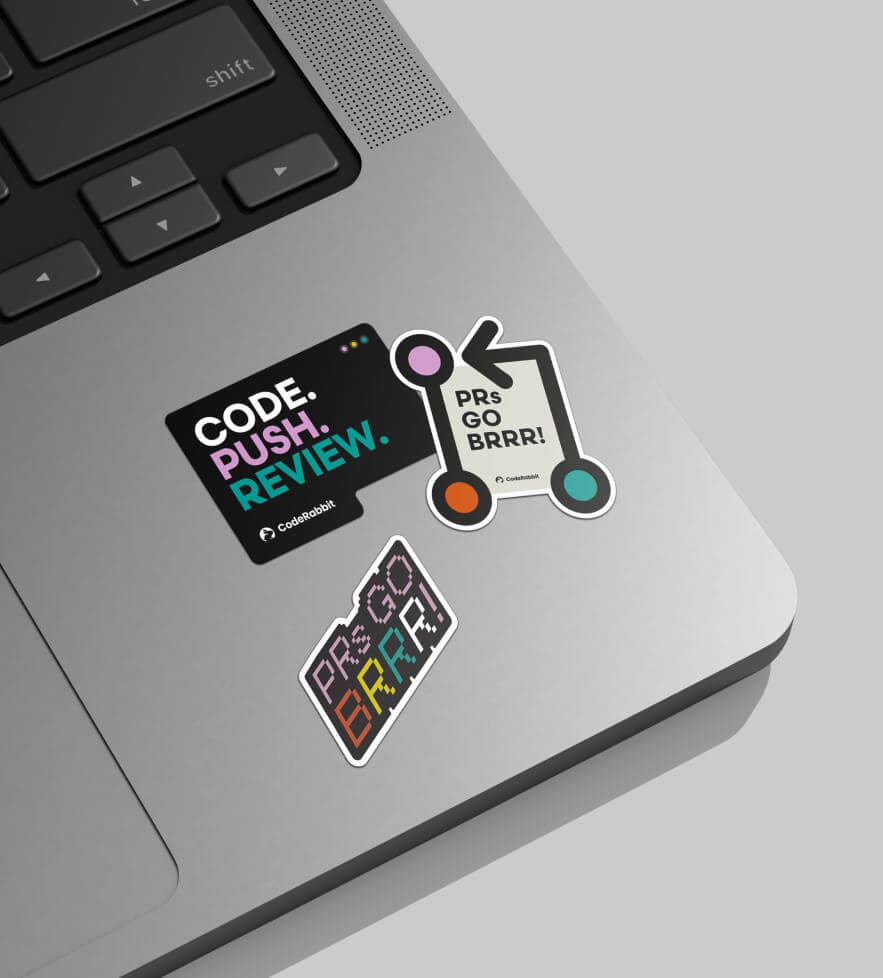 CodeRabbit stickers laptop codepush prs