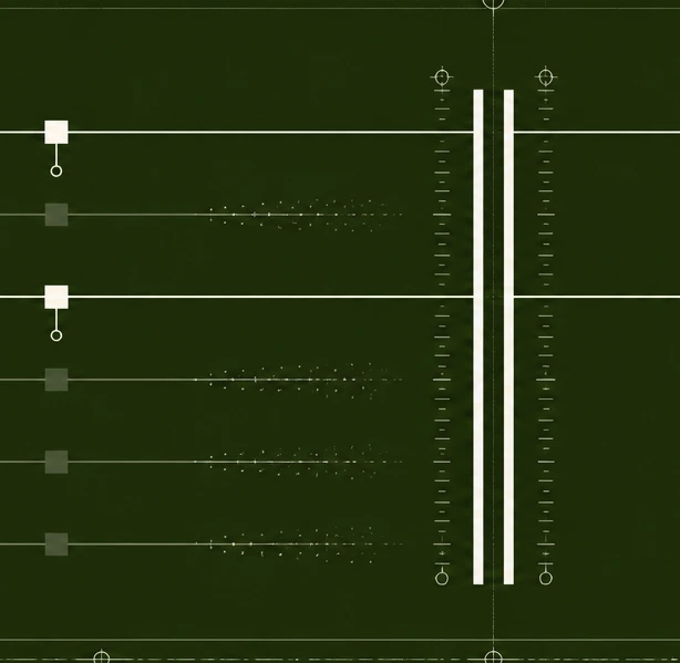Dark blueprint illustration of horizontal sliders and vertical measurement lines