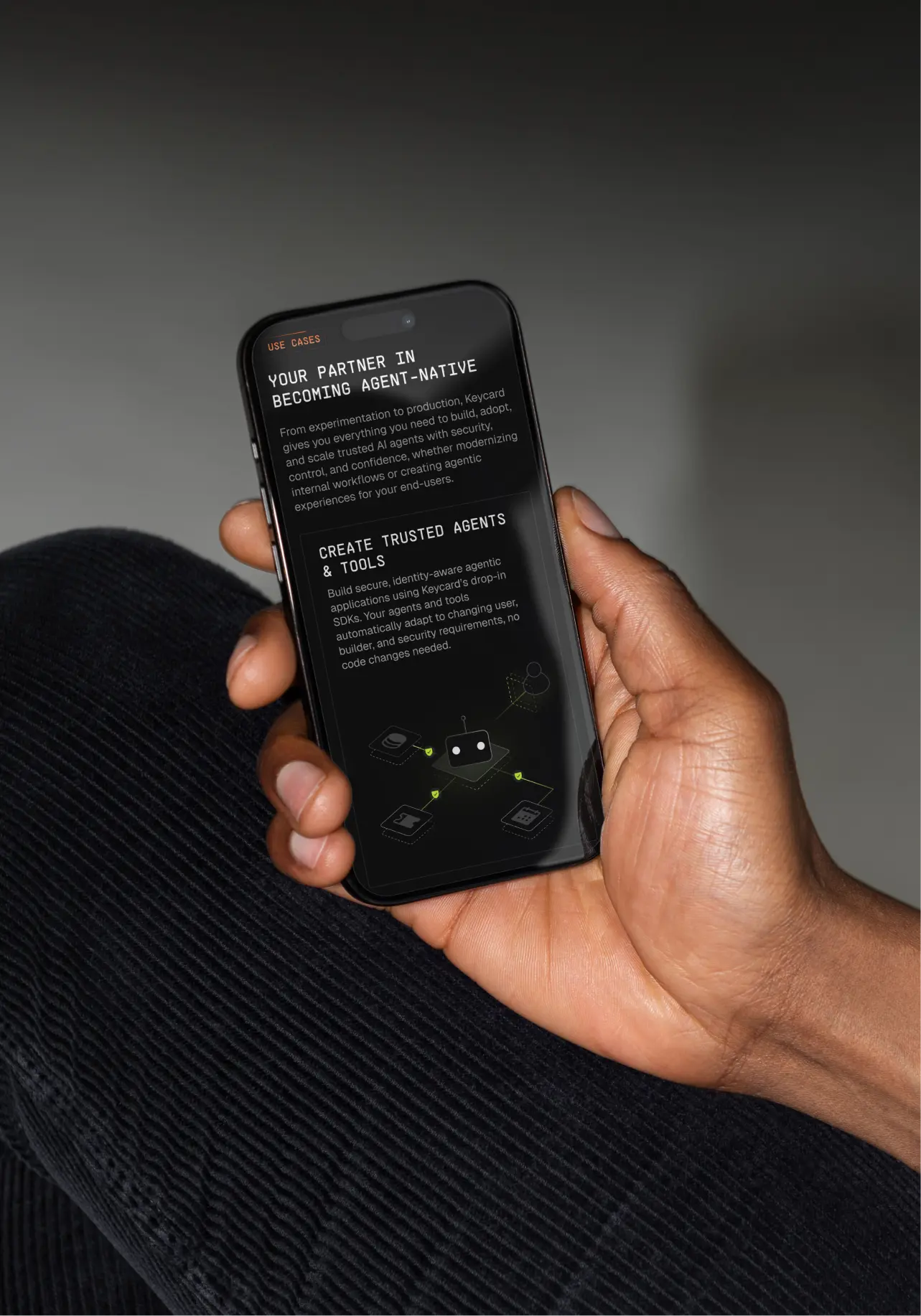 Keycard agent native product page mobile