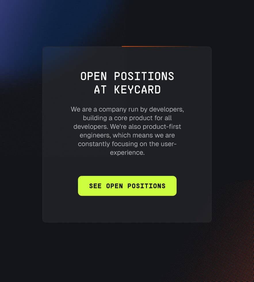 Keycard open positions job listing card