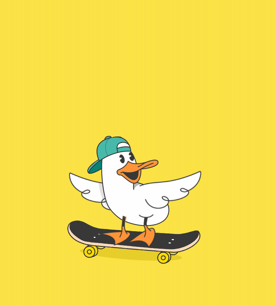 MotherDuck illustration flying duck yellow