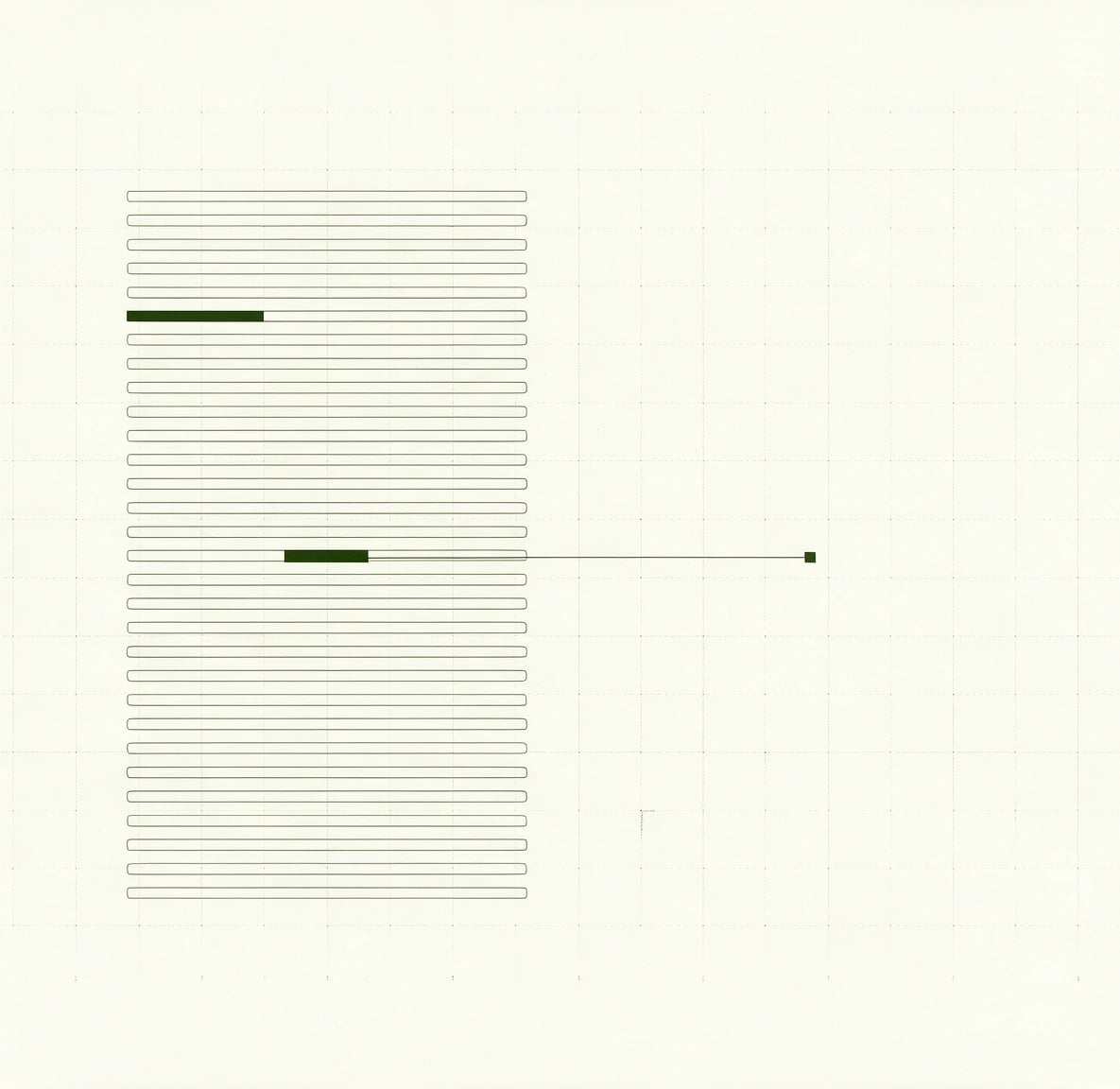 Blueprint illustration of a page built from stacked text lines, two of them highlighted