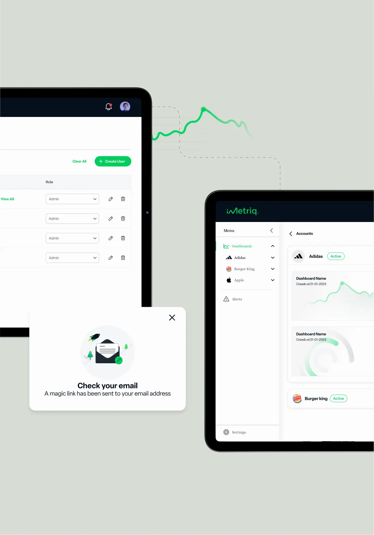 Product admin dashboard login confirmation